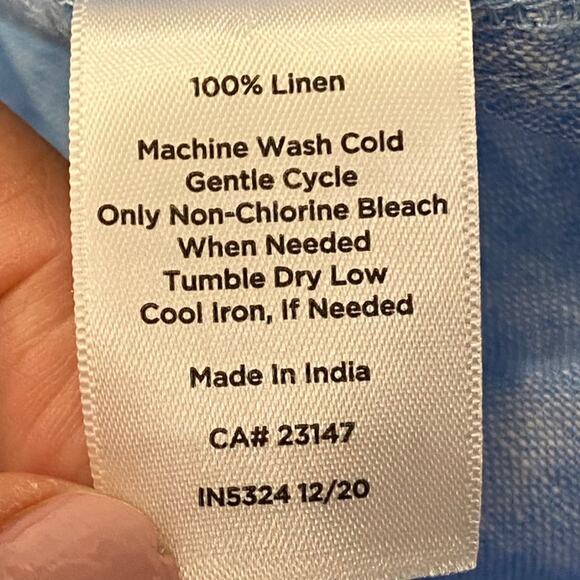 Talbots Light Blue LINEN Camp Blouse Size LARGE PETITE - Picture 9 of 10
